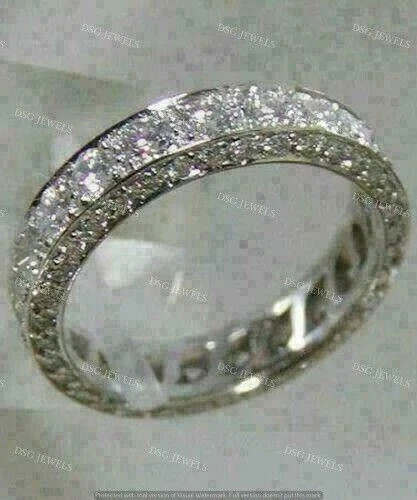Moissanite 4.00Ct Eternity Wedding Engagement Band Ring 925 Sterling Silver SZ-6