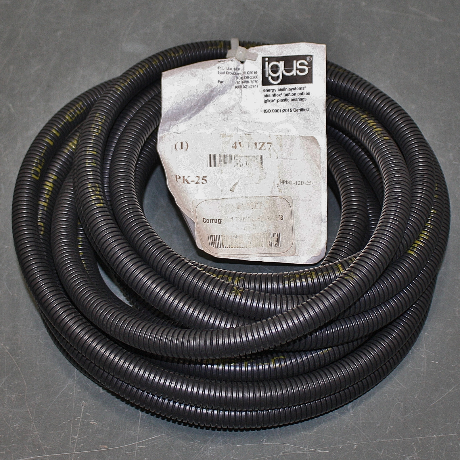Energy Chain Corrugated Loom Tubing I-PIST-12B-25, 3/8" x 25ft, Polyamide 12