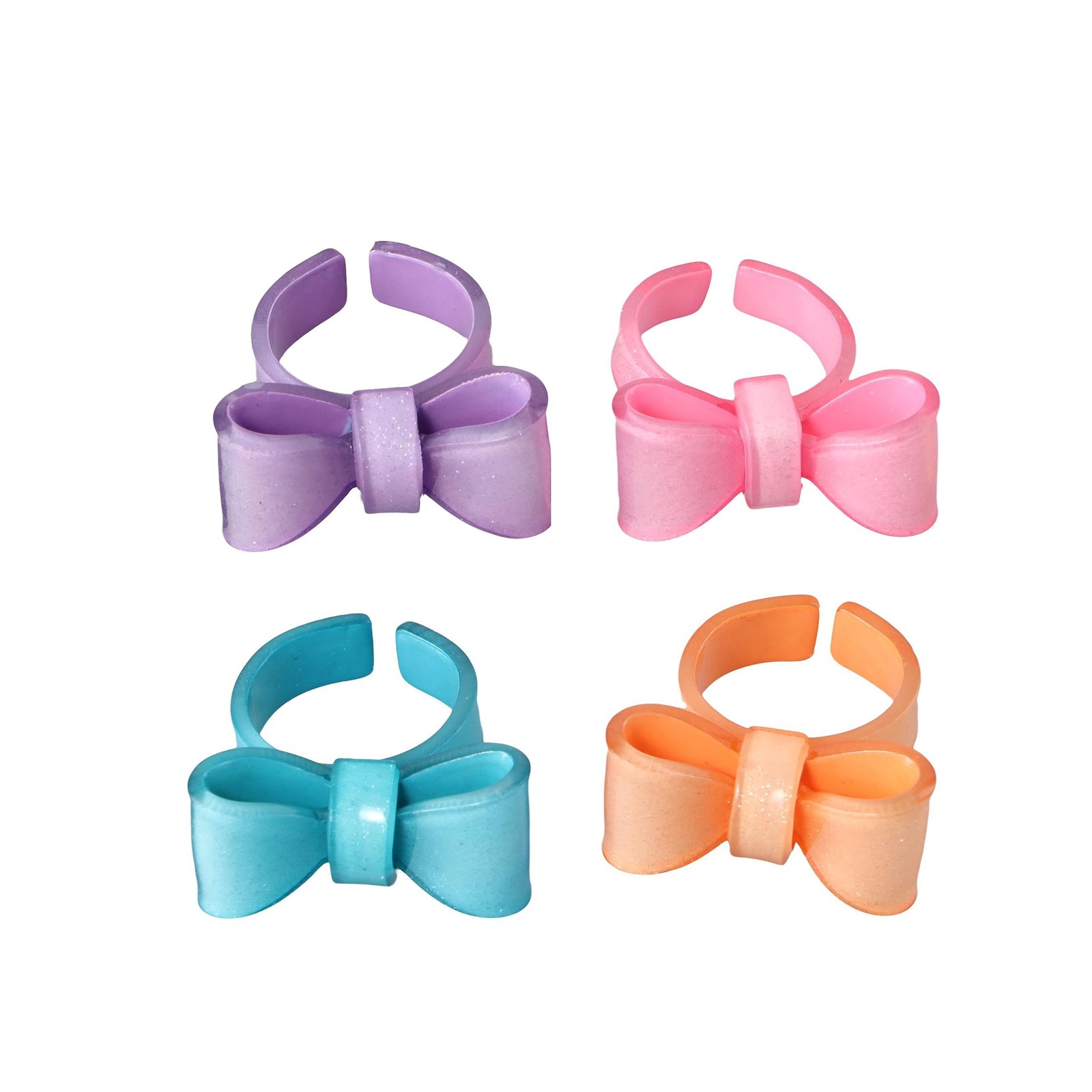 Leadigol Jelly Color Bow Open Ring,Colorful Acrylic Resin 18 mm, orange