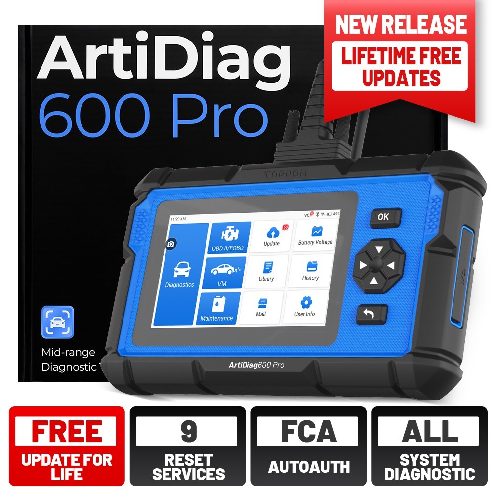 TOPDON ARTIDIAGA AD600S+ PRO FULL SYSTEM DIAGNOSTIC TOOL LIFETIME FREE UPDATE