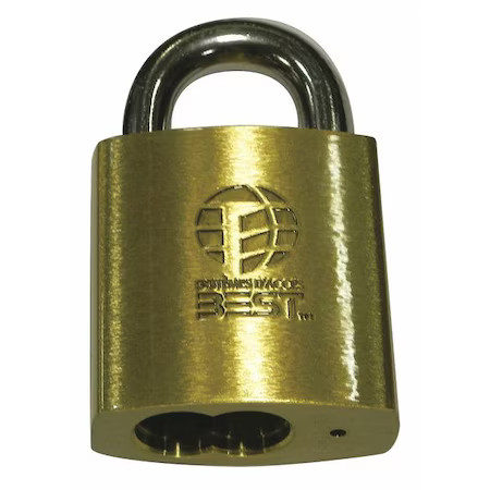 Best 21B722l606 Padlock, Coreless, Long Shackle, Rectangular Steel Body,