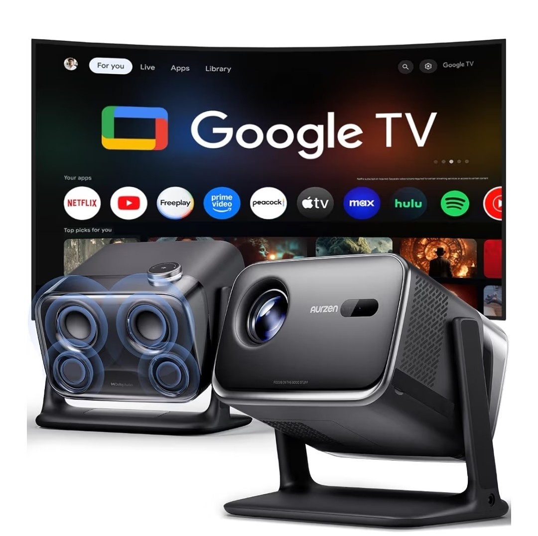 Aurzen BOOM mini Google TV Movie Projector Netflix 4K Dolby Bluetooth 5G WiFi