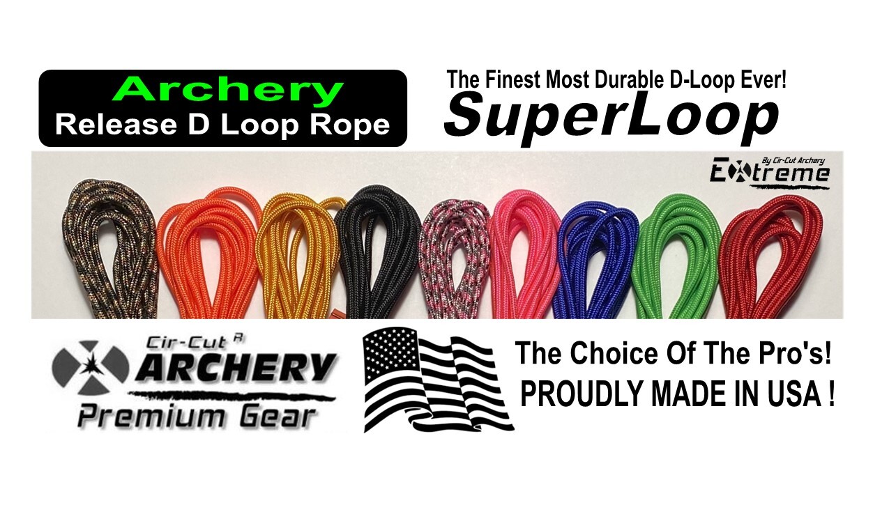CIR CUT Archery Bowstring Nock D Loop Rope Release 5 FOOT PACK STIFF BRAID - USA