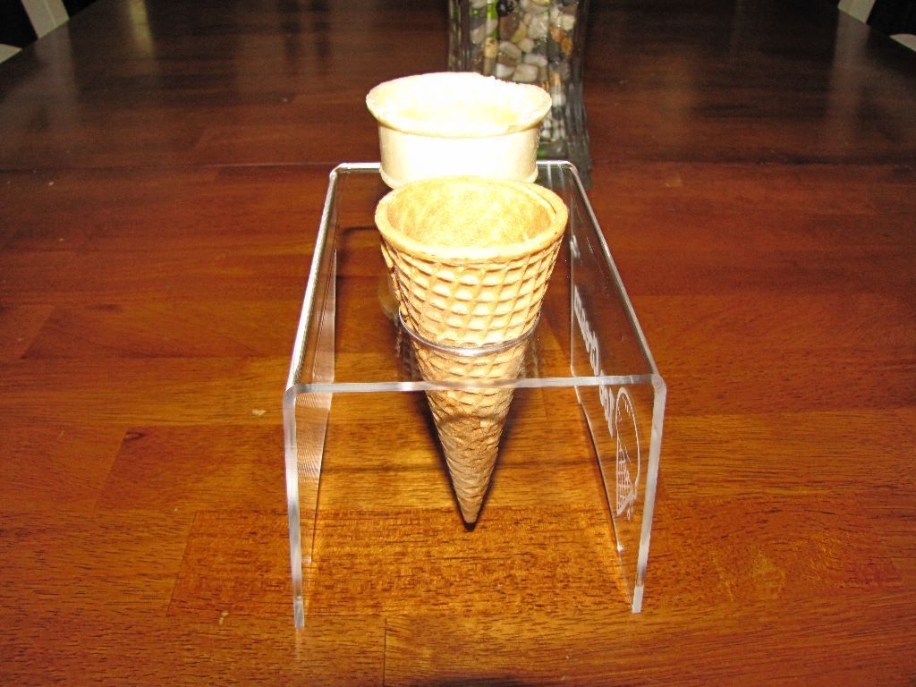 Engraved Acrylic Double Ice Cream Cone Holder Tray Display Stand Rack Wedding