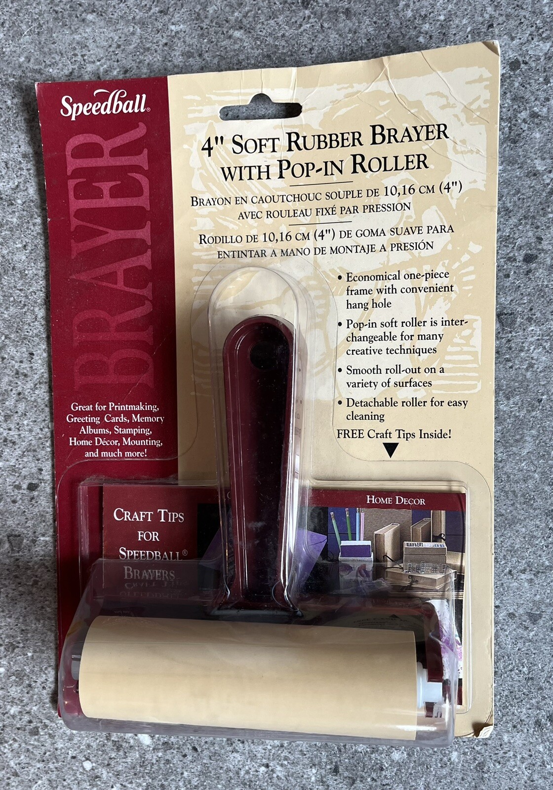 4” soft rubber Brayer w pop in roller Speedball Brand New (Sealed)