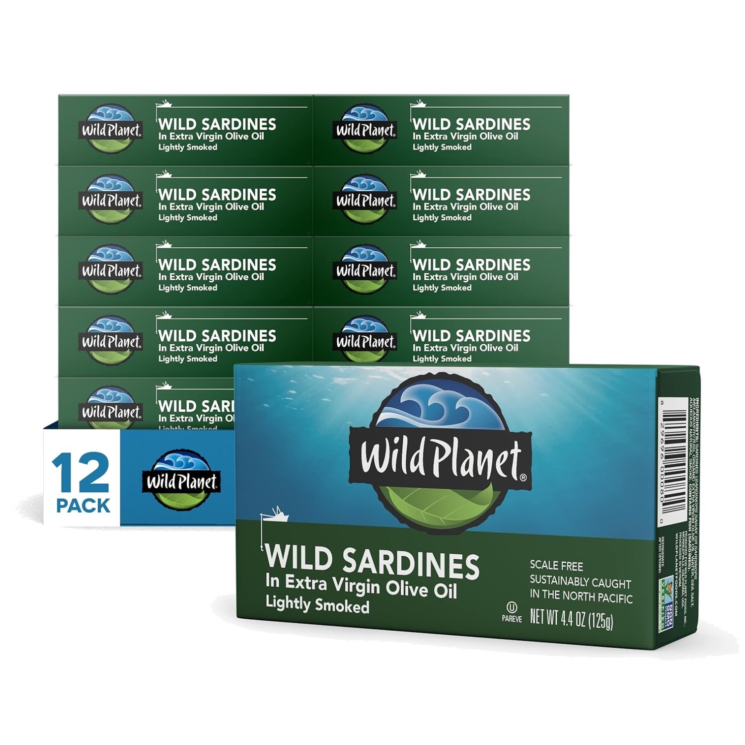 Gourmet Wild Sardines in Extra Virgin Olive Oil - Convenient Snack, Pack of 12