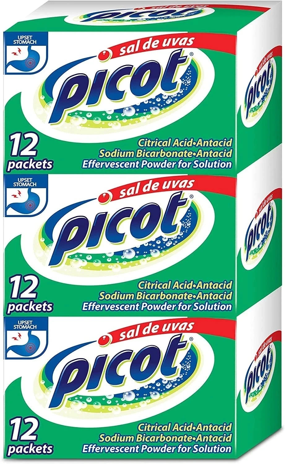3 Pack Sal De Uvas Picot Effervescent Powder Solution Antacid Total 36 packets