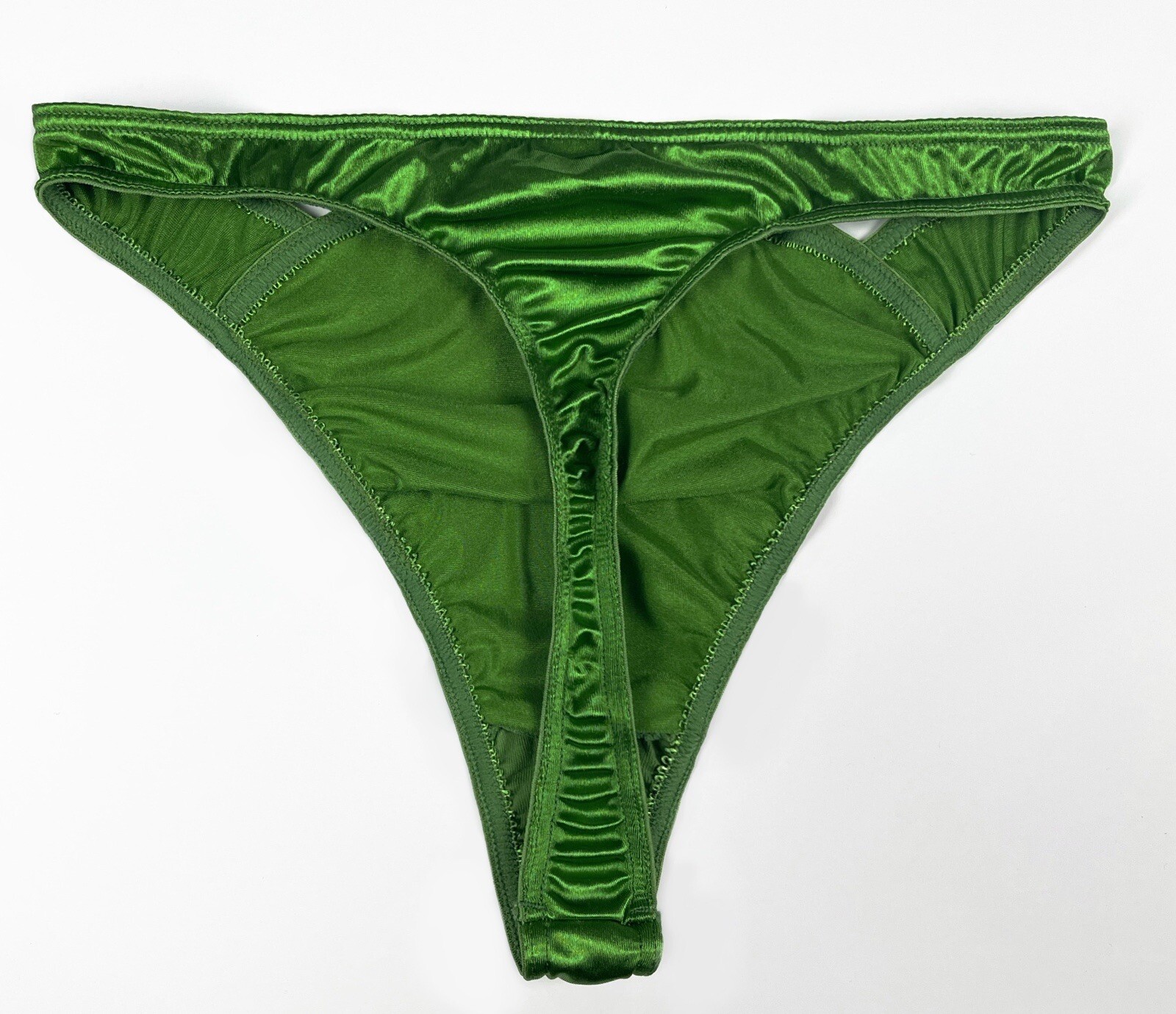 High Leg Satin Thong Bikini Panty · Green · L/7