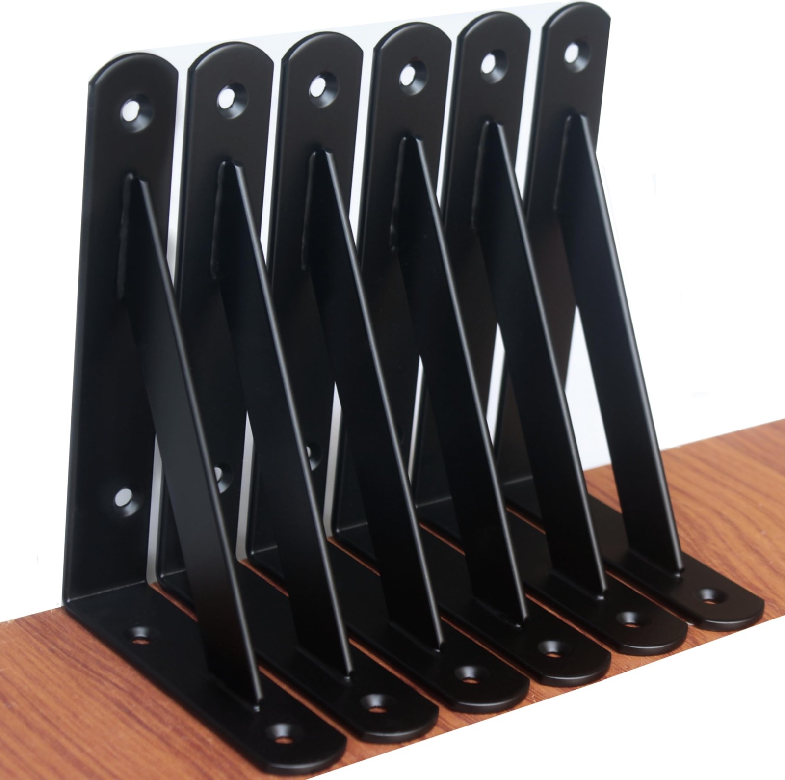 6 Pack Shelf Brackets 6x4 Inch Black Heavy Duty L Bracket Support Angle Metal