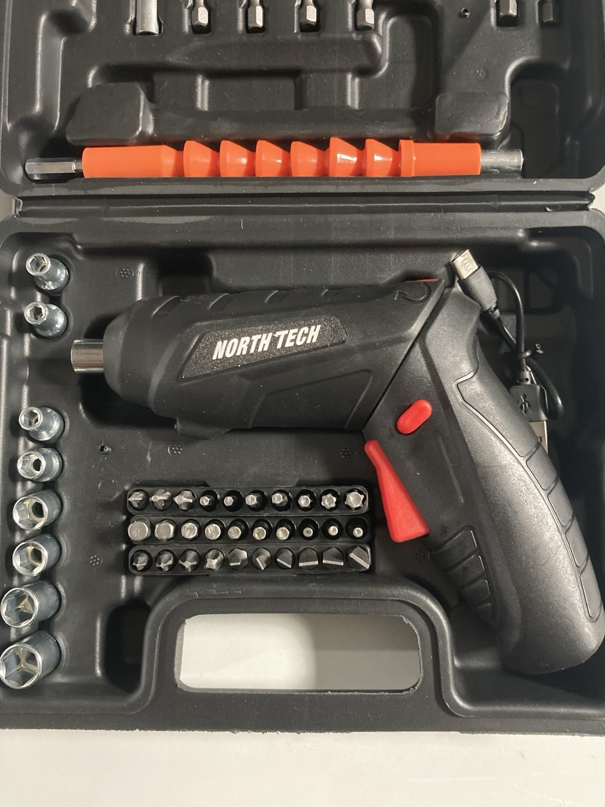 North Tech 3.7V Cordless Screwdriver Tool Socket Set Carrying Case Rechargeable