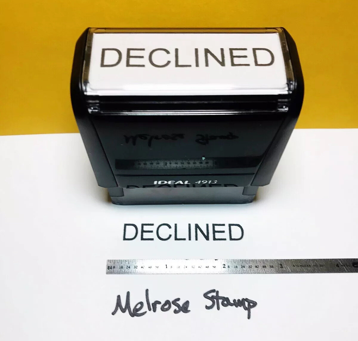 Declined Rubber Stamp Black Ink Self Inking Ideal 4913