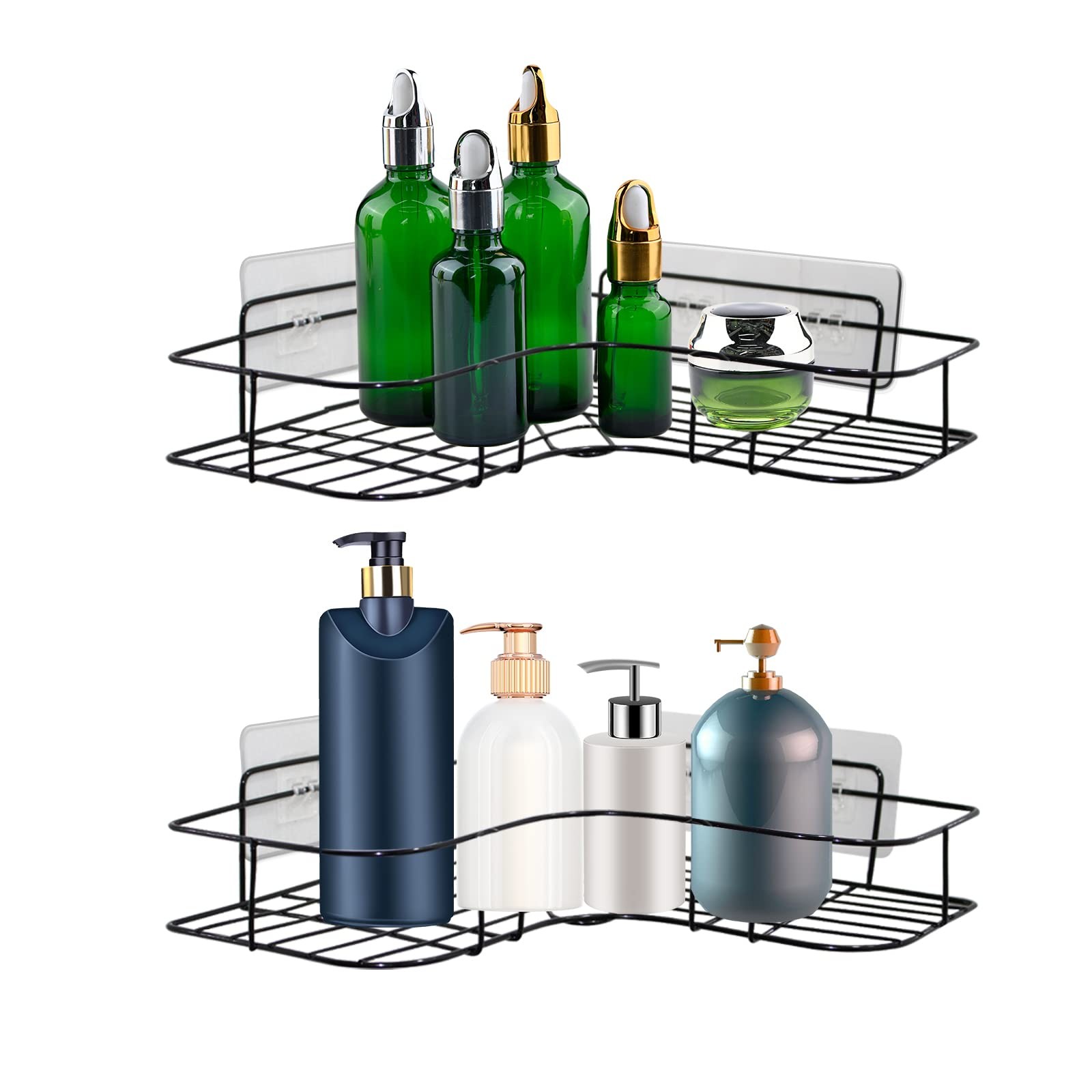 2 Pack Shower Caddy Adhesive for Replacement, Transparent -2pcs 3 Hooks