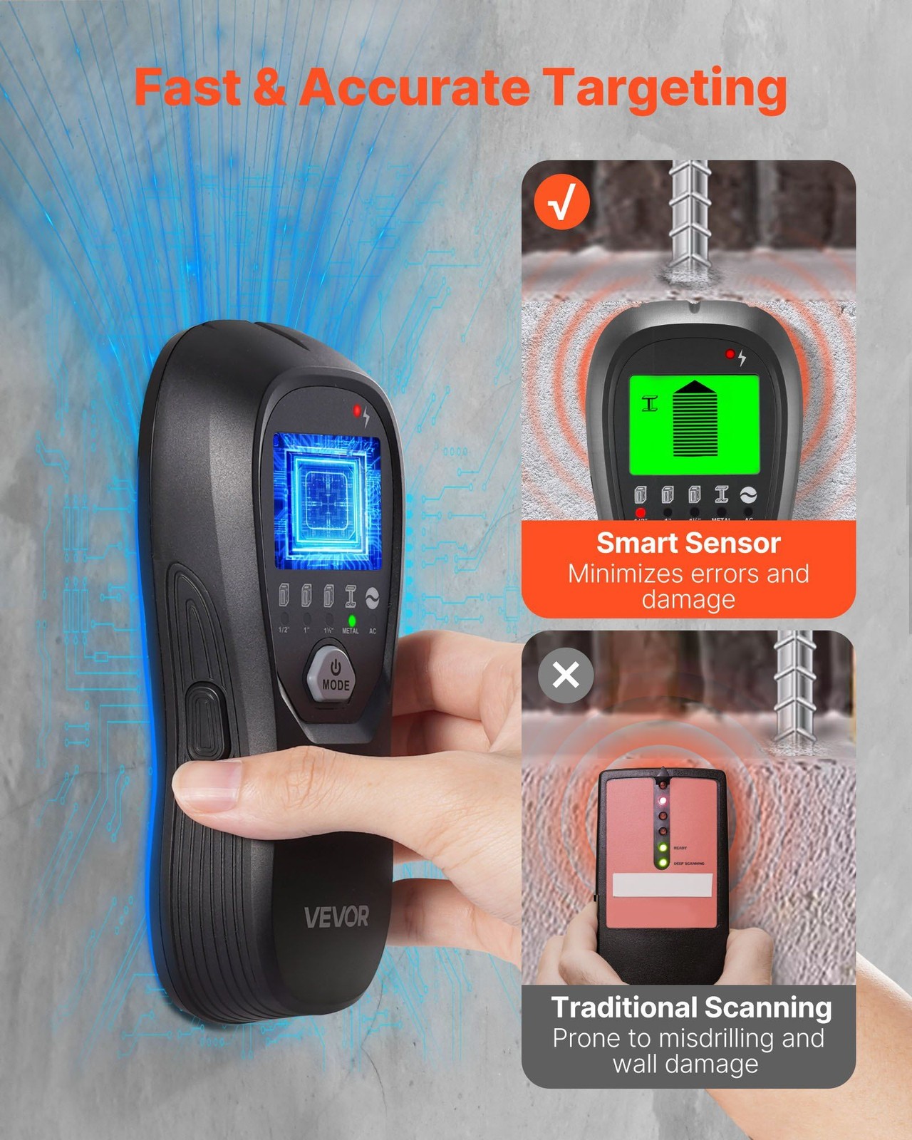 LCD Wall Detector with Audio-Vision Alerts for Metal Objects