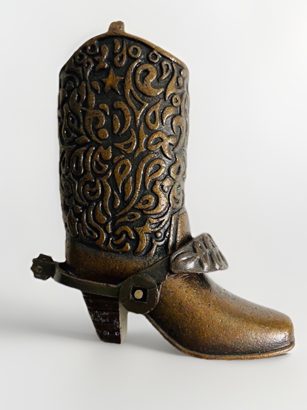 Cast Metal Western Cowboy Boot Stirrup Pencil Sharpener VTG 3” Inch
