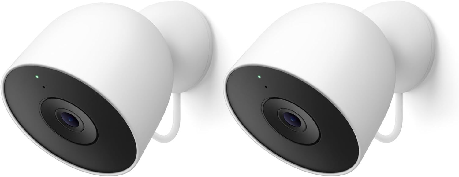 Google Nest Cam Outdoor Security Wired 2nd Gen 2K Video with Gemini 2-Pack Snow