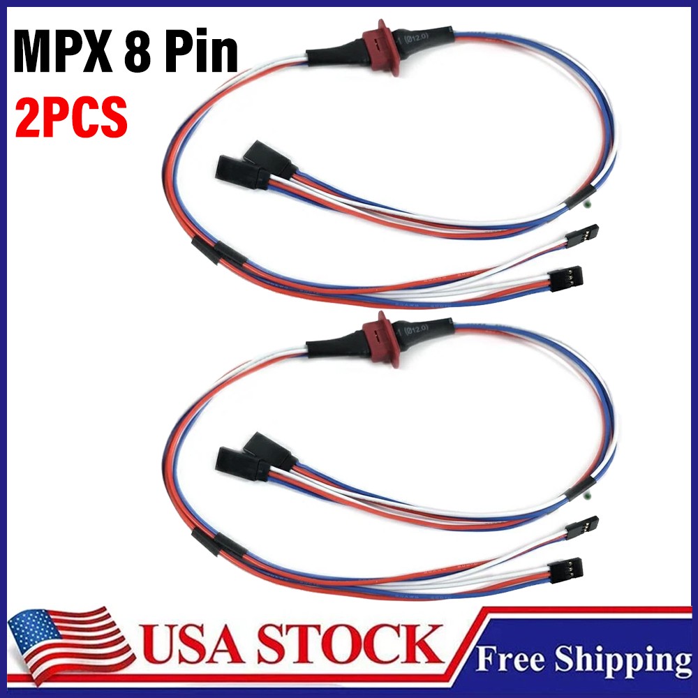 2PC MPX 8 Pin Multi-Wire Servo Extension Plug 2 Wire  Plug For RC Model USA