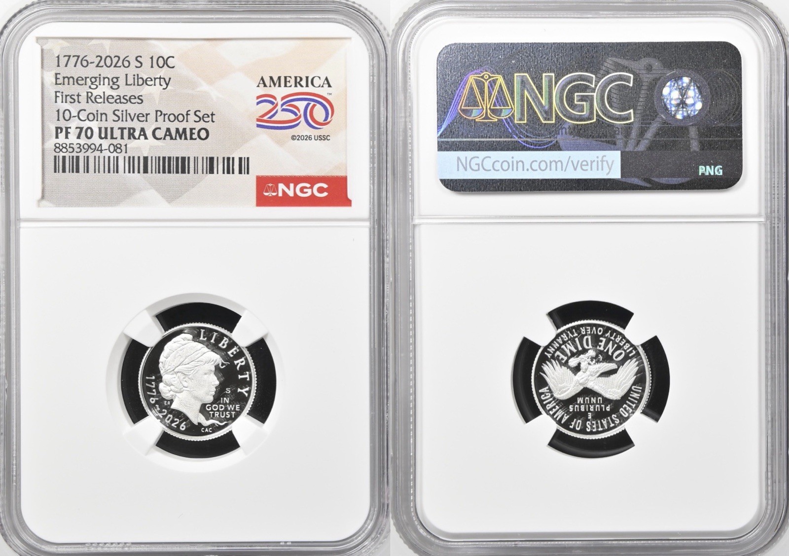 2026 S Silver Emerging Liberty 10C NGC PF70 Ultra Cameo First Releases IN HAND!!
