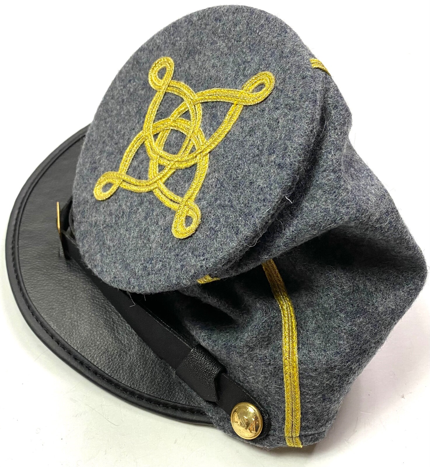 CIVIL WAR CSA CONFEDERATE CAPTAIN OFFICER WOOL KEPI FORAGE BUMMER CAP-LARGE