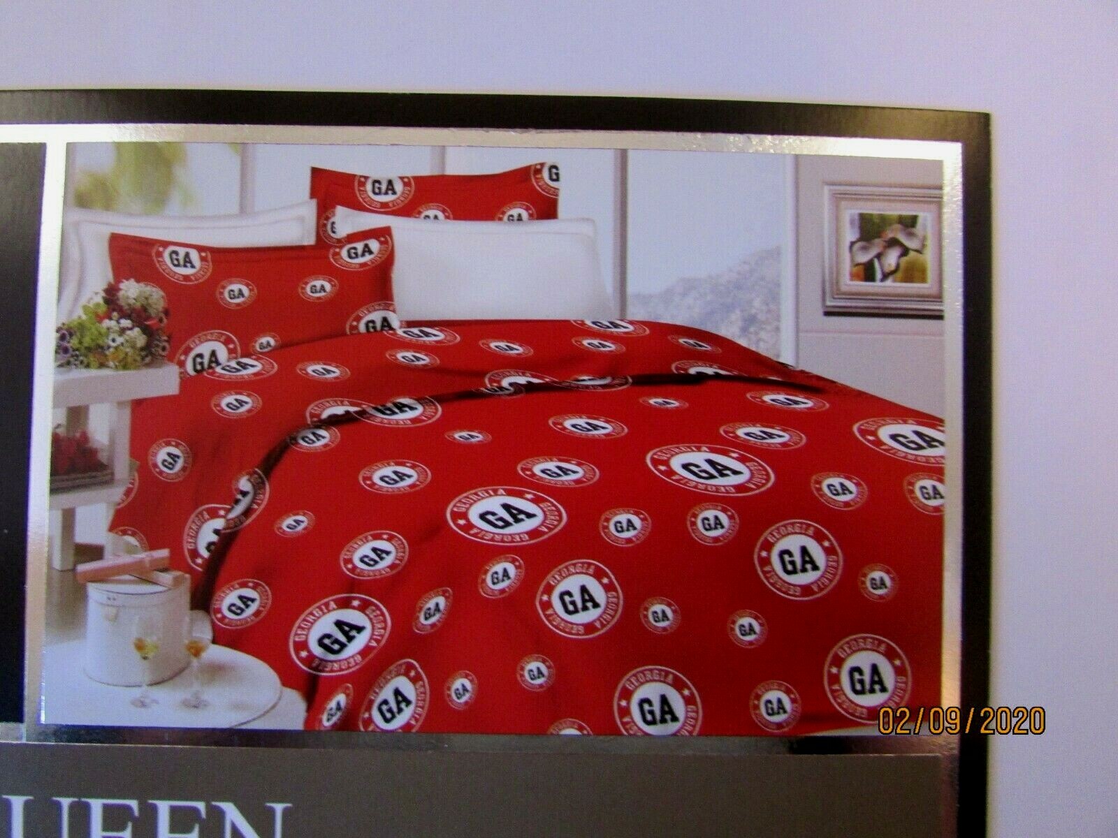 6 Piece Georgia RED WHITE "Queen" Sheet Set Microfiber NEW Unopened