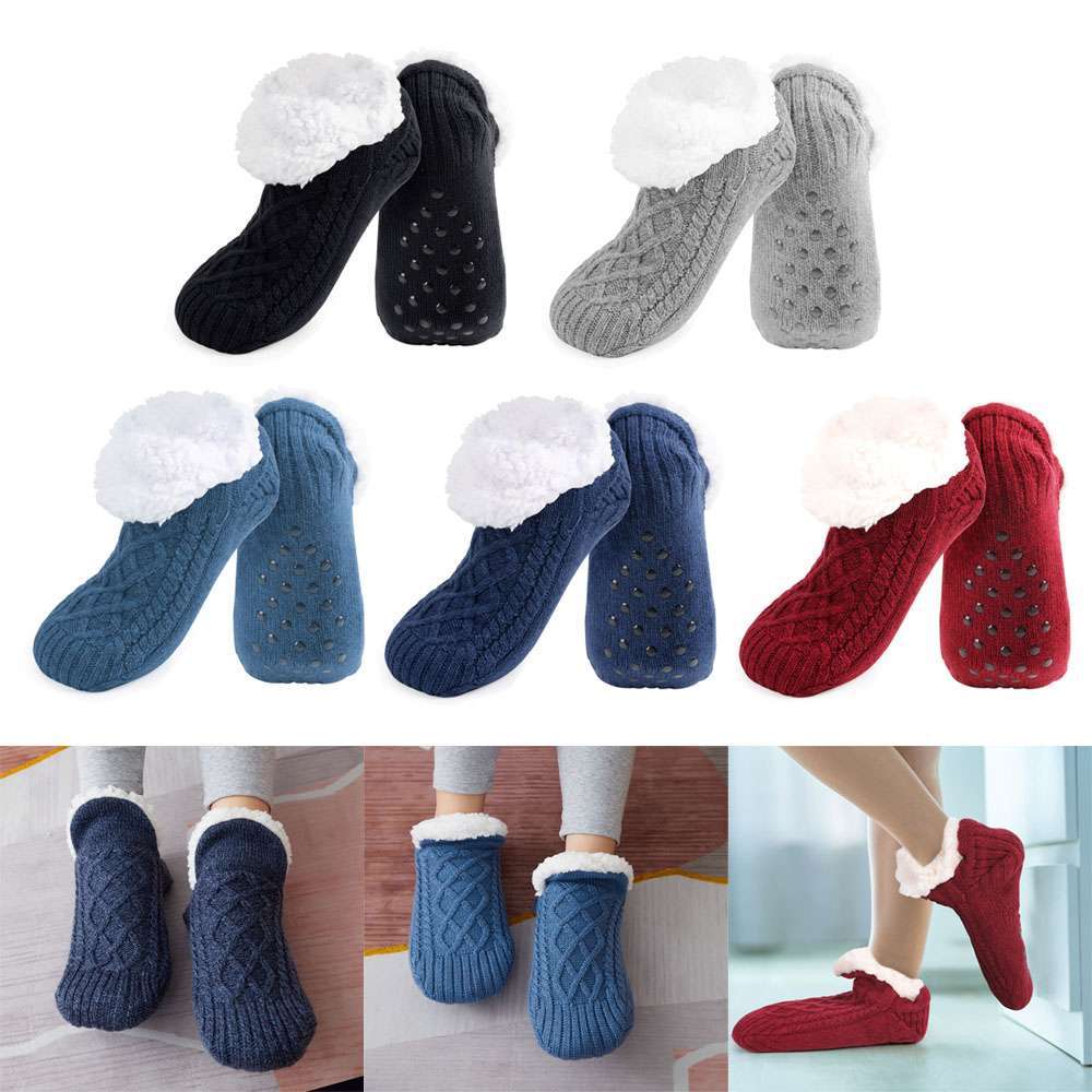 Women's Comfy Knit Slipper Socks with Anti-Skid Grippers Bedroom House Shoes US