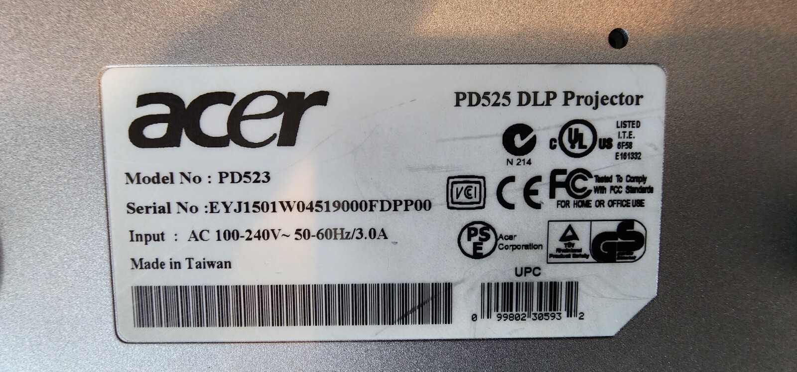 TWO Acer PD523 Projectors (QTY. 2)
