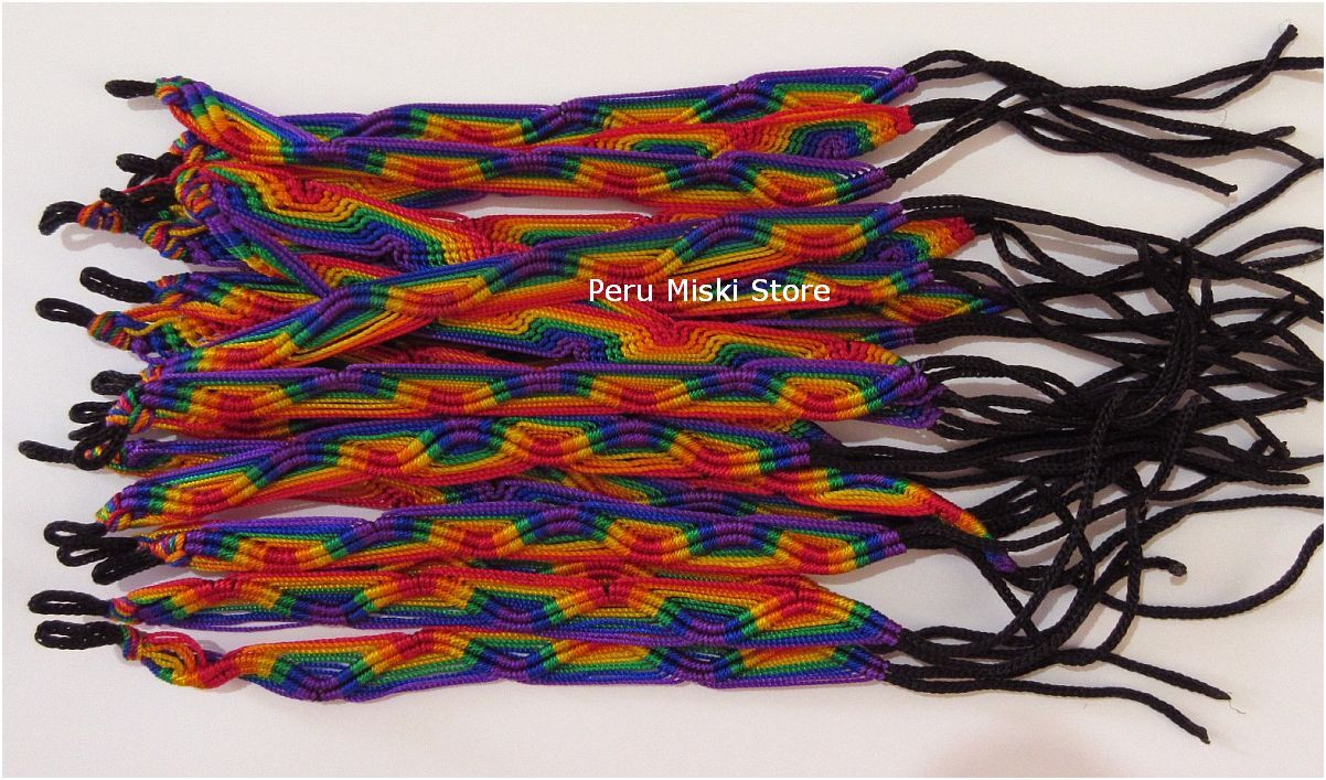 10 RAINBOW FRIENDSHIP BRACELETS. handmade in Peru