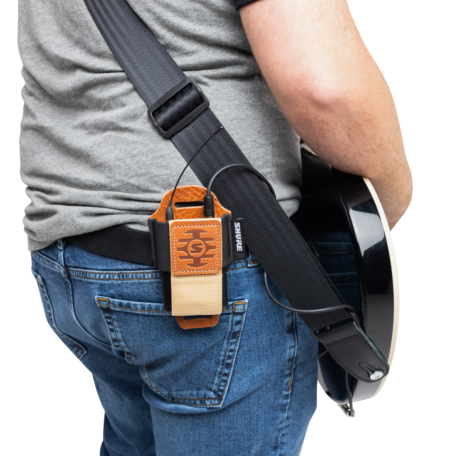 Shure by Gator Premium Tan Leather Wireless Bodypack Transmitter Pouch