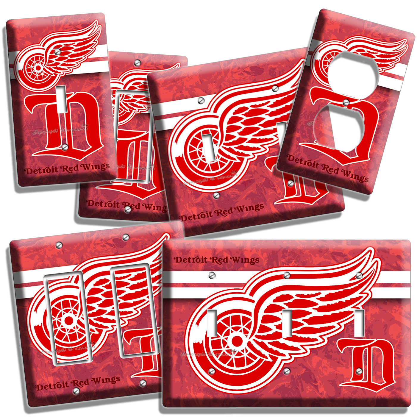 DETROIT RED WINGS NHL DRW HOCKEY TEAM LOGO LIGHT SWITCH OUTLET WALL PLATES COVER