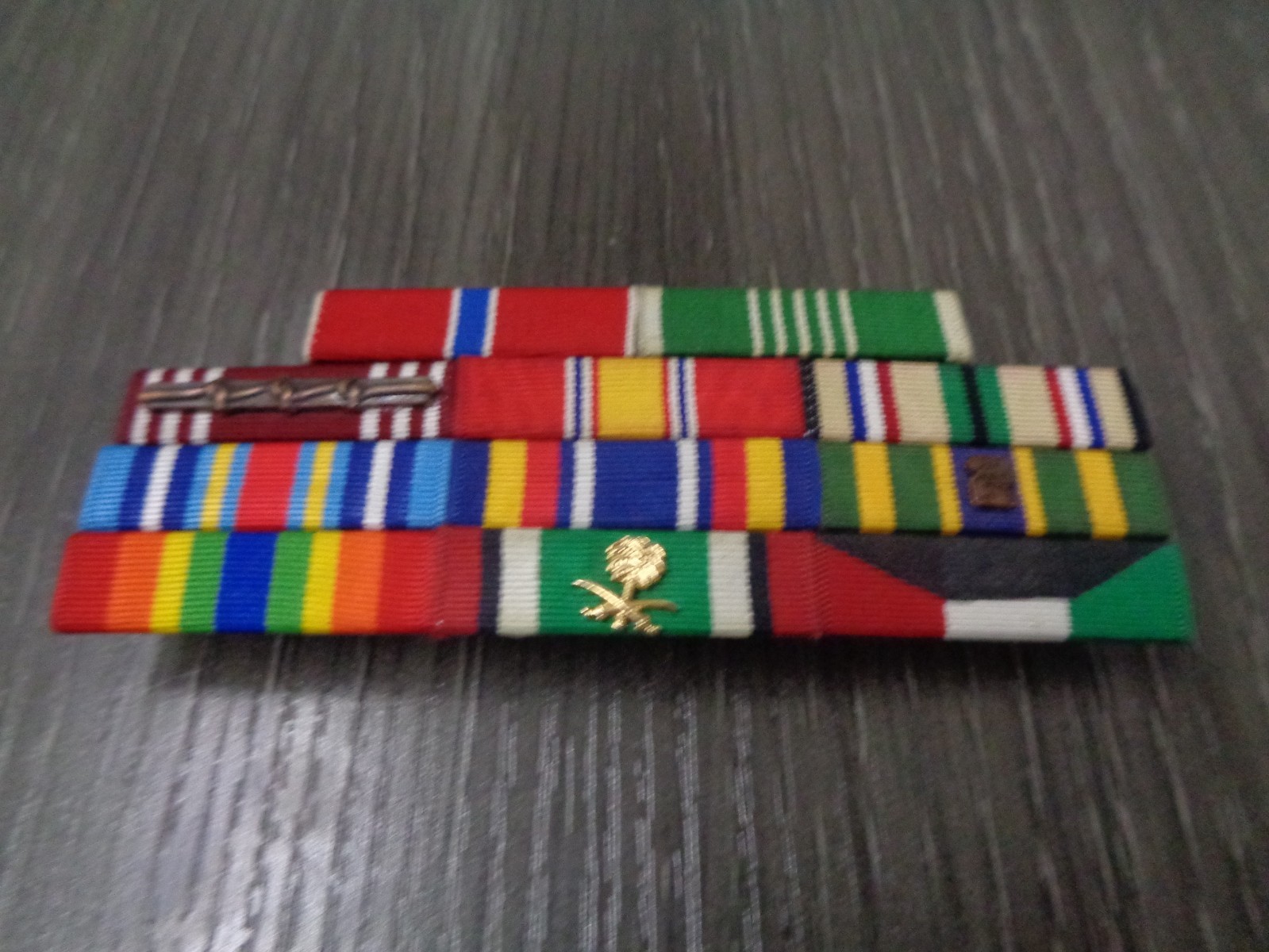 US ARMY ENLISTED 11 Ribbon Bar  Gulf War Southwest Asia Service made in USA USED