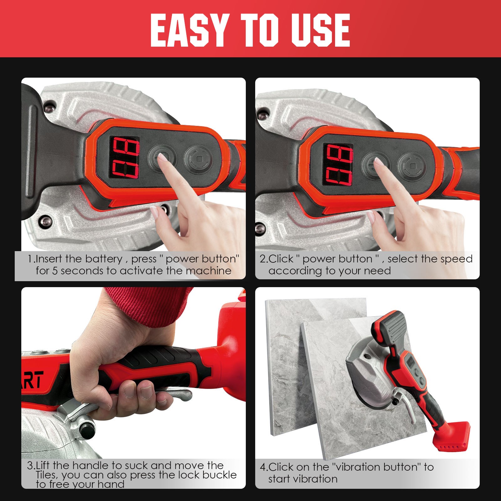Tile Vibration Tool for MilWauke 18V Battery Adjustable Speed Handheld Tile Tool