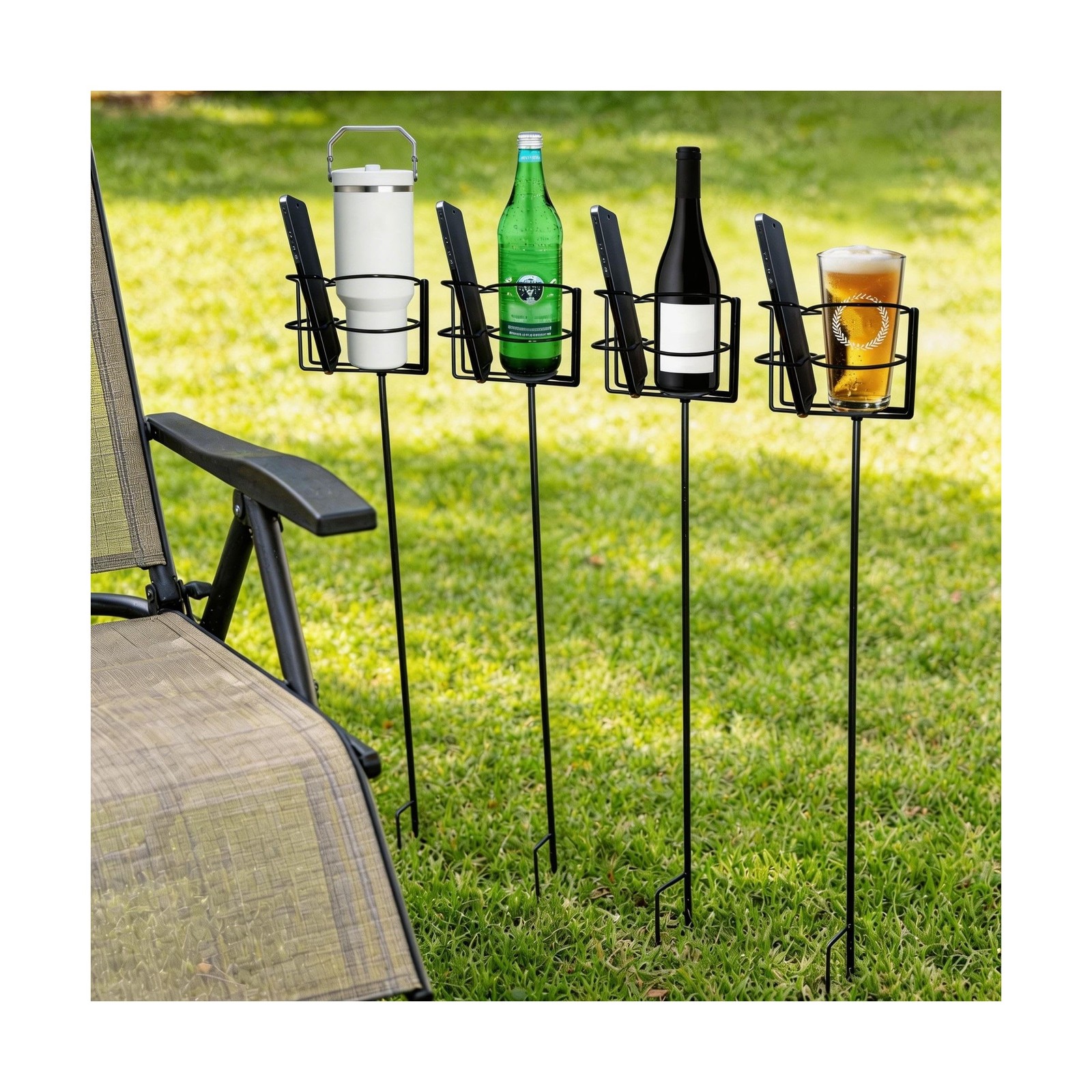 Outdoor Cup Holders Beach Metal Drink and Phone Holder,Portable... FAST USA SHIP