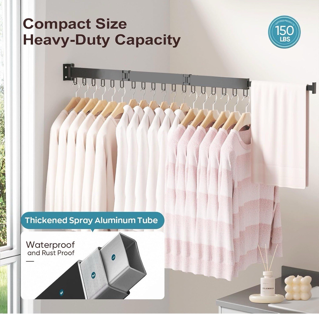 Clothes Drying Rack, Retractable Clothes Rack, Wall Mounted Clothes Hanger Ra...