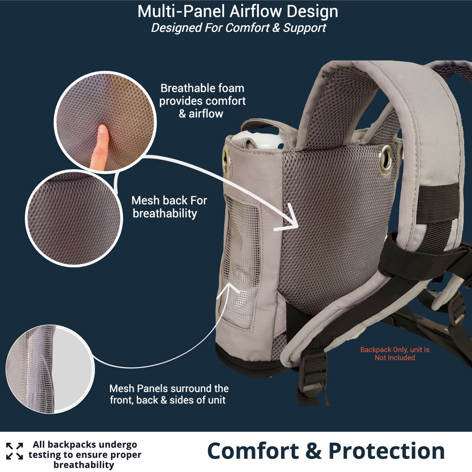 OxyGo Ultra Lightweight Backpack - Gray (O2Totes)
