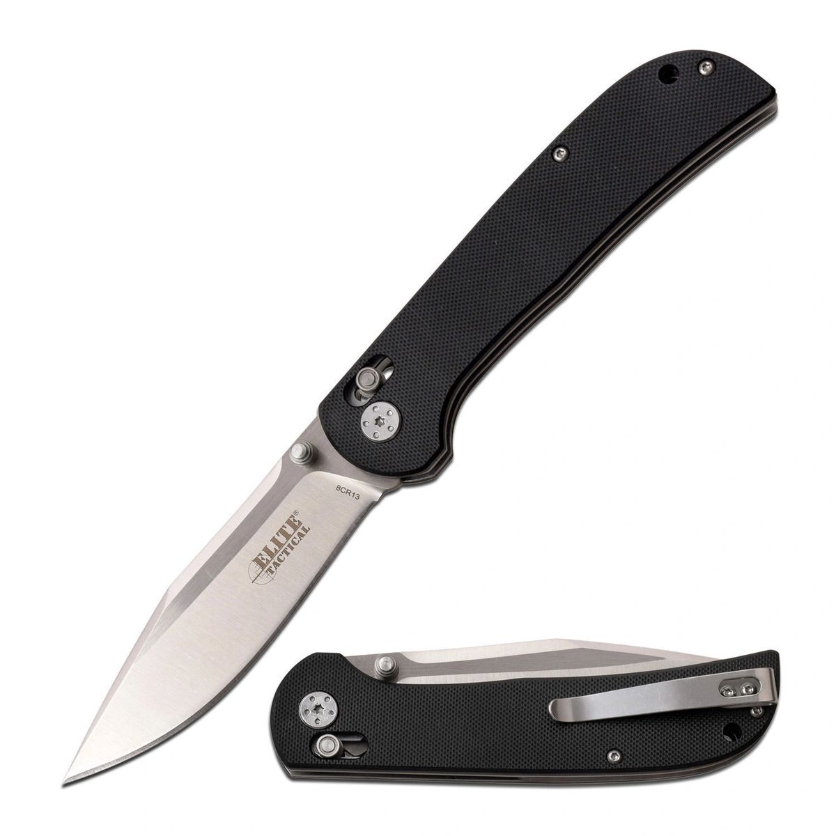 Elite Tactical - 3.95 inch Tanto, 8.95 inches overall Folding Knife - ET-1028BK