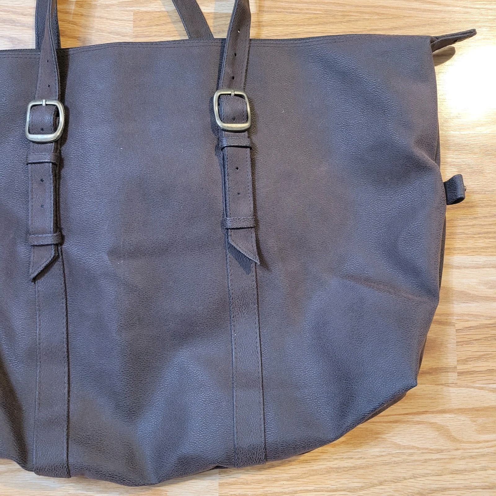 Oracle Applications Large Brown Leather Shoulder Bag Adjustable RBag
