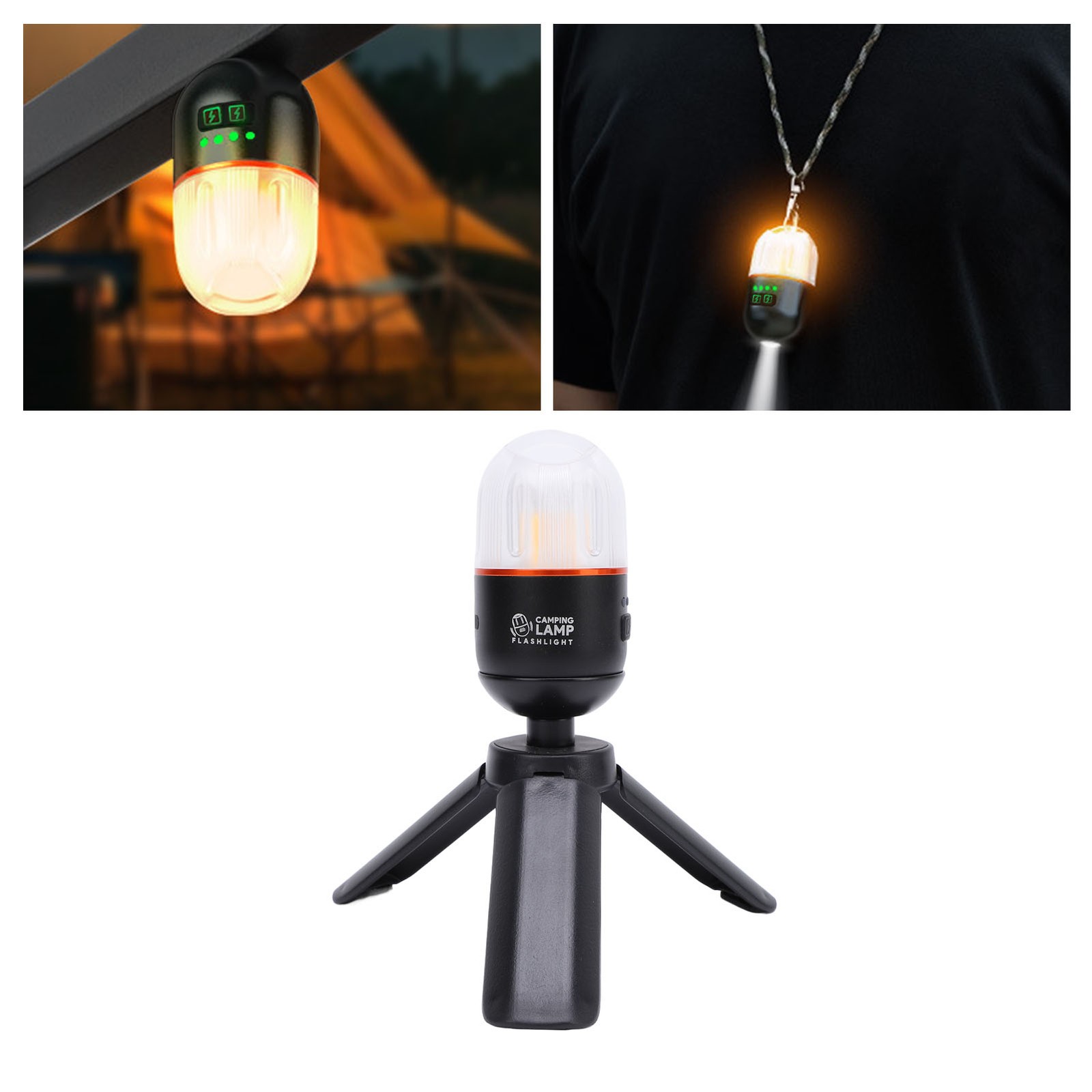 Flashlight Multiple Light Source Pushbutton Control Magnetic Camping Lamp For