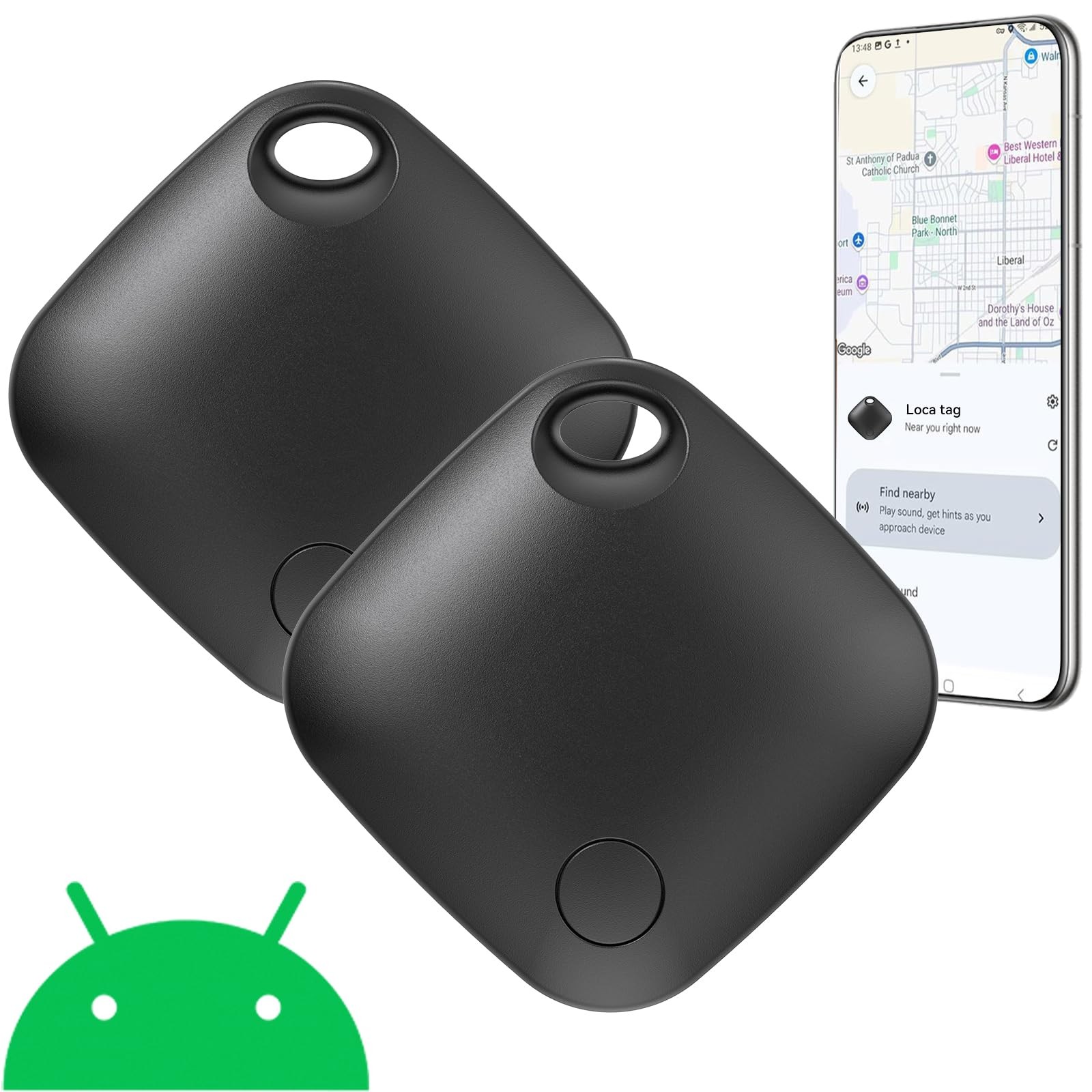 2 Pack Android,Luggage Tracker Tags for Android Works with Google Find Hub App