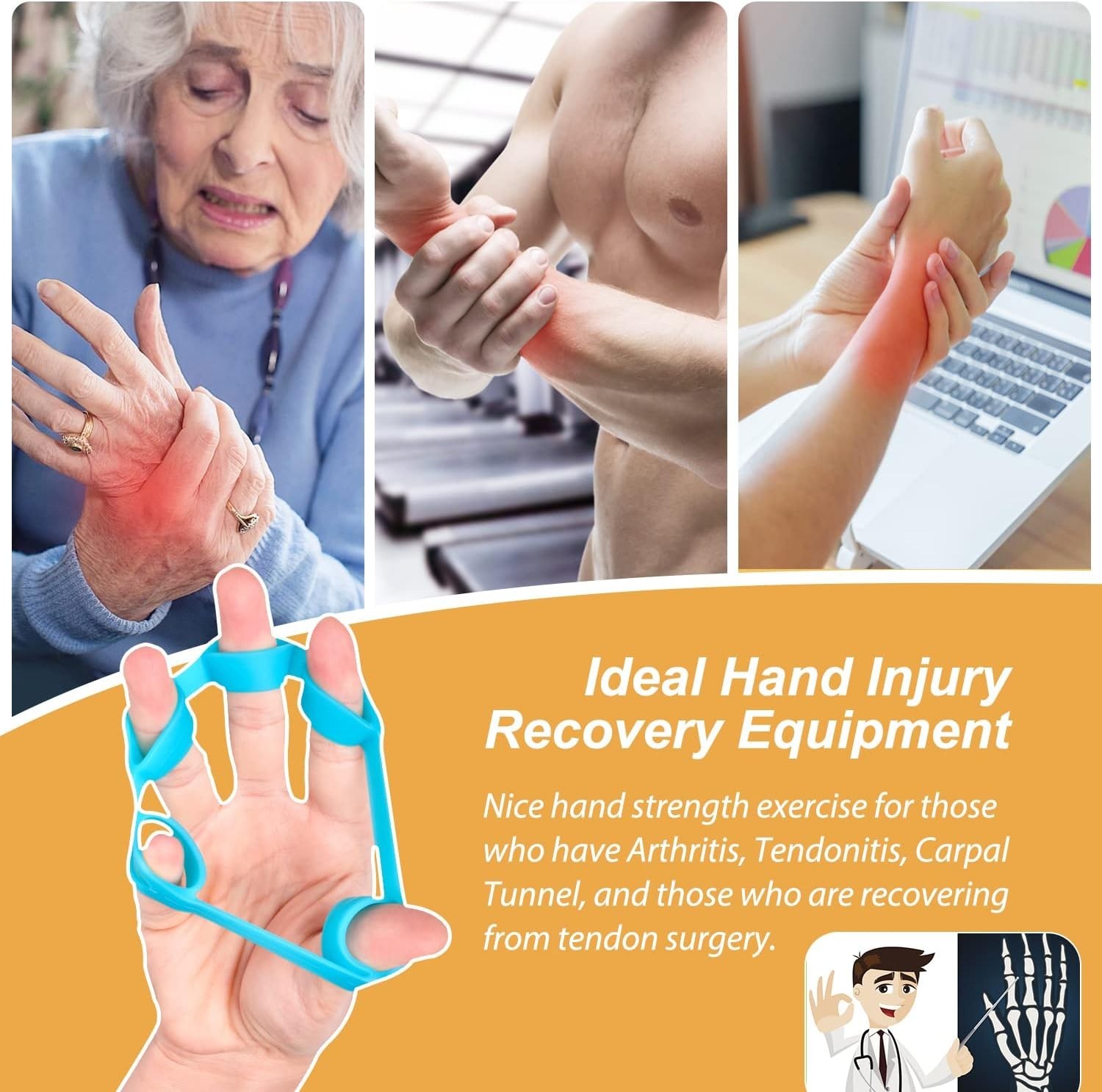 6 Resistance Level Finger Stretcher & Grip Trainer - Build Strength Effortlessly