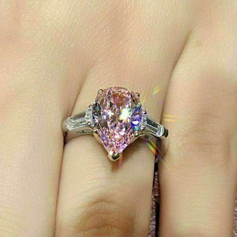 Women Pretty 925 Silver Plated Ring Cubic Zircon Party Wedding Jewelry Sz 6-10