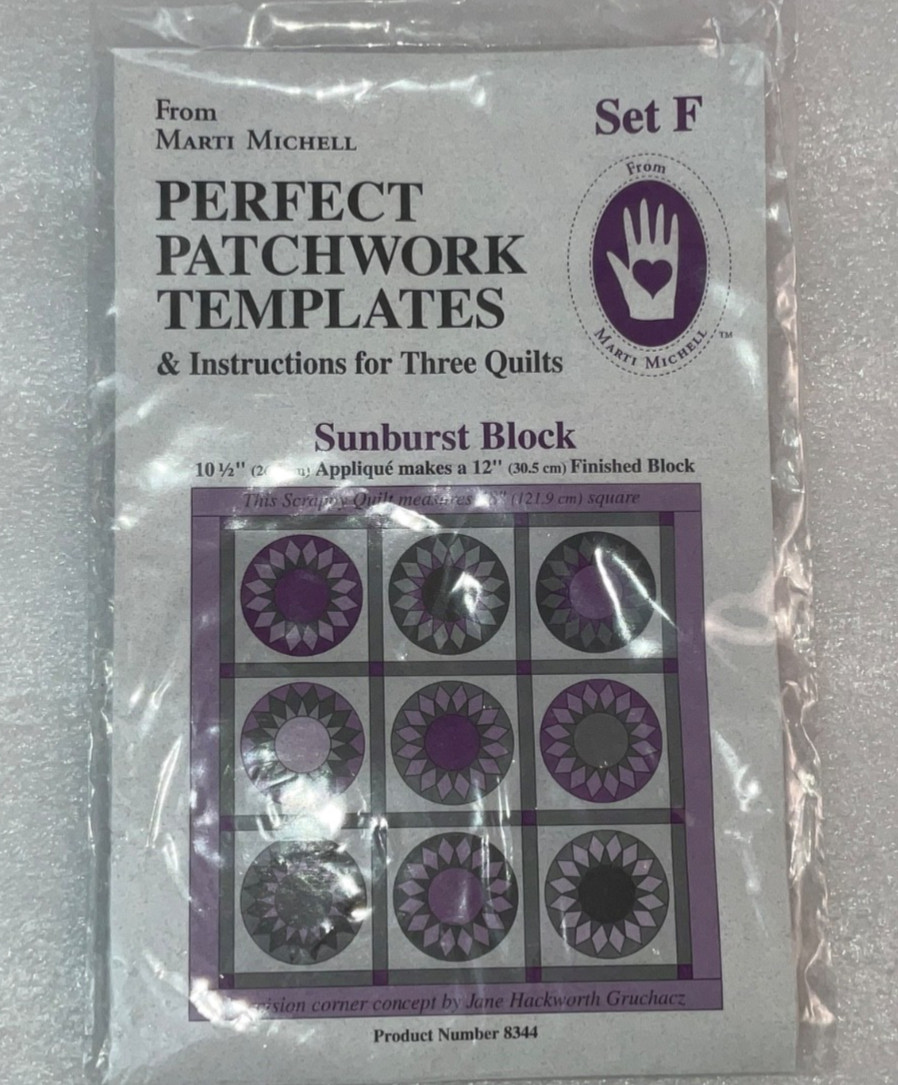 MARTI MiCHELL Perfect Patchwork Templates F 8944 Sunburst Block  12” Finish 5Pc