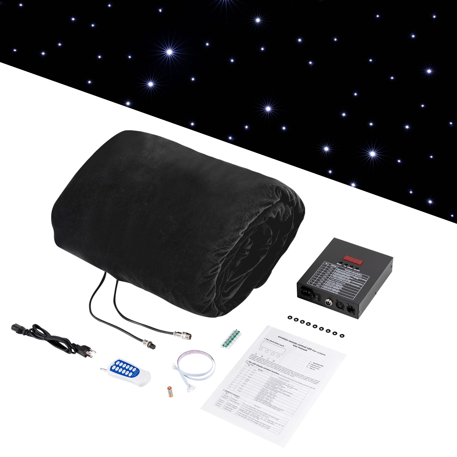 LED Star Light Curtain Backdrops with DMX Control Starry Sky Cloth Background US