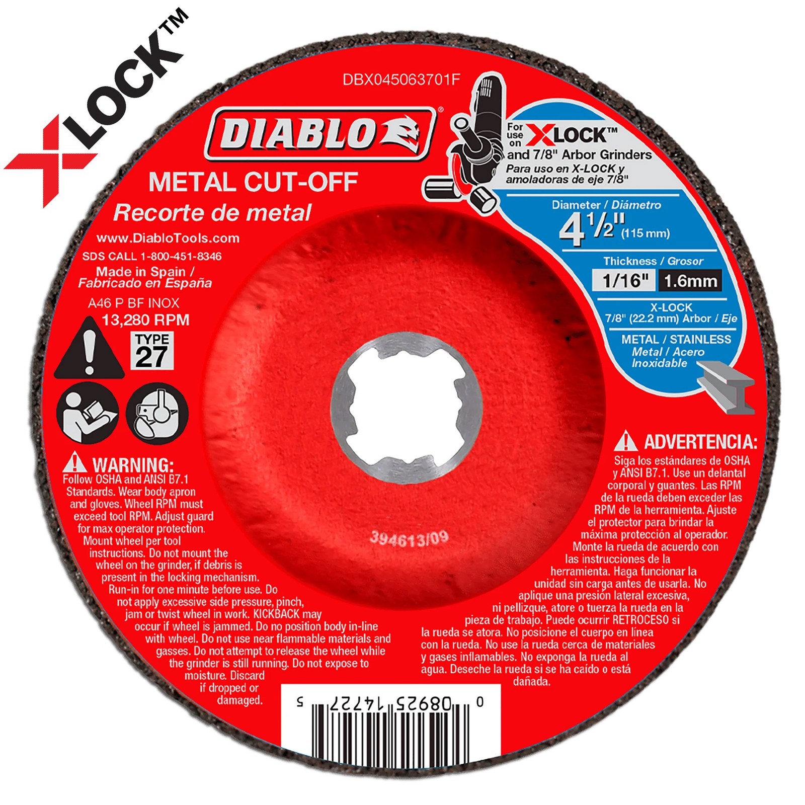 Diablo DBX045063701F 4-1/2" Type 27 Metal Cut-Off Disc