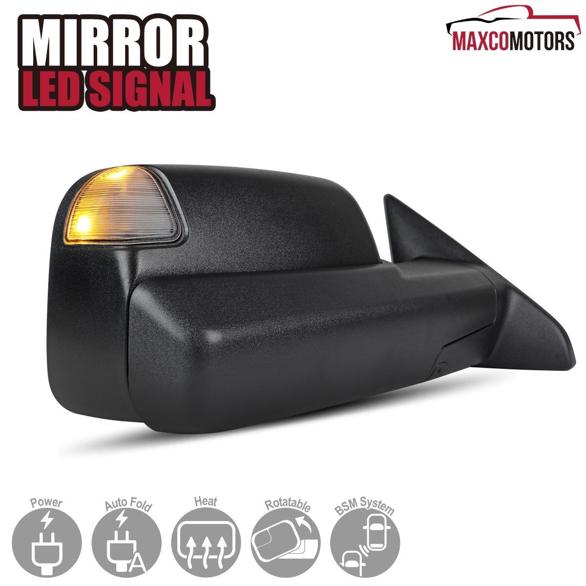 Right Side Tow Mirror Fits 2019-2022 Ram 2500 3500 Power Fold Heated+BSM+Puddle