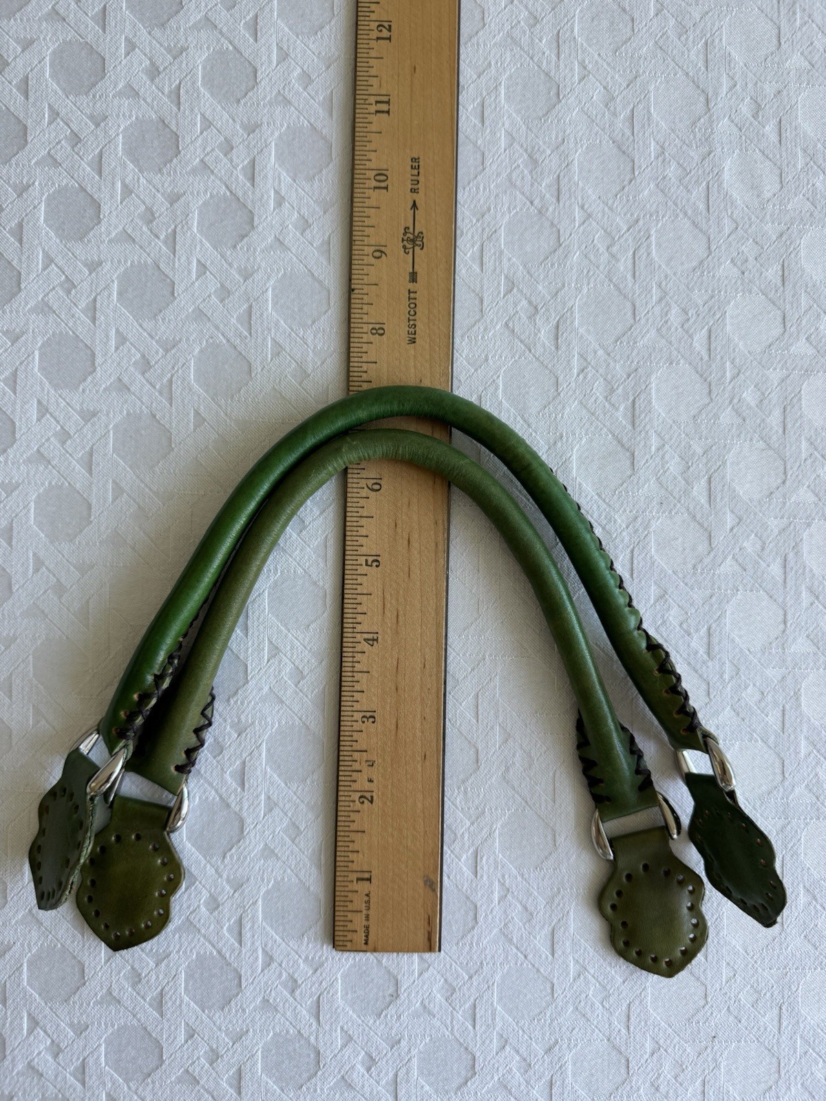 Grayson E Rolled Leather Purse Handles Small Green NEW