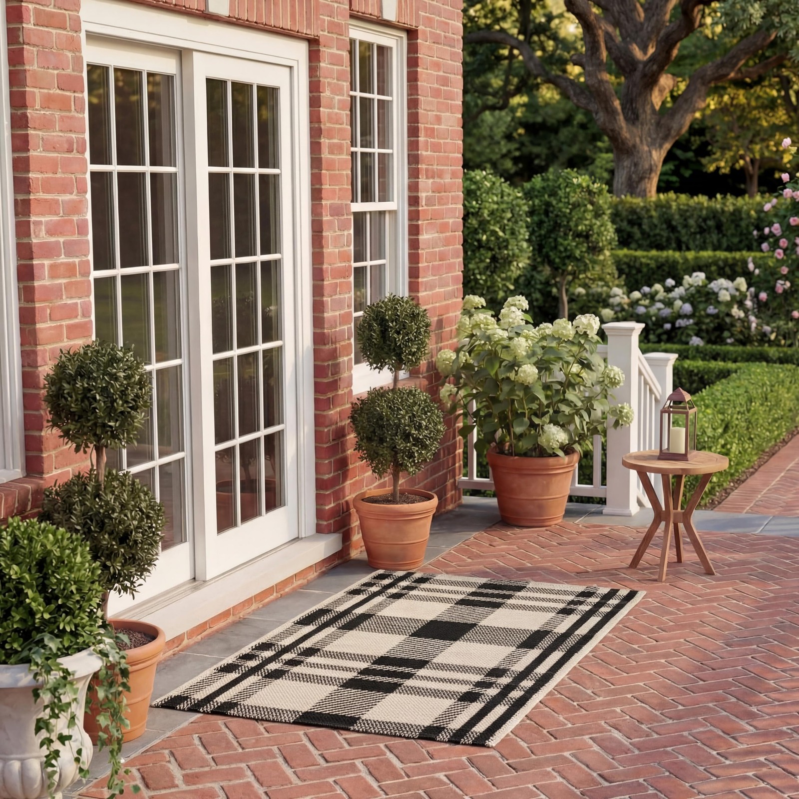 SAFAVIEH Washable Rug Outdoor Courtyard Collection - 2' x 3'7" Black & Bone