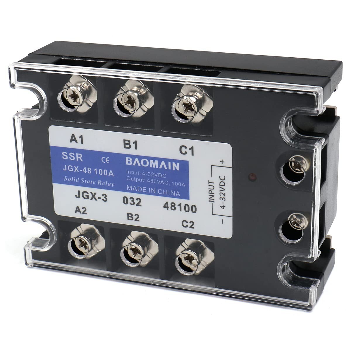 3 Phase Solid State Relay 4-32 VDC Input 480VAC 100 Amp Output DC/AC