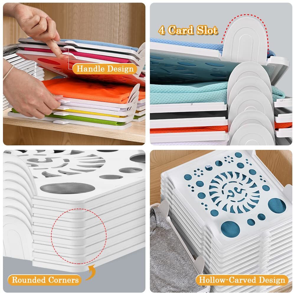 10 Pack T Shirt Organizer Closet Organizer Durable Stackable Clothing Trays -...