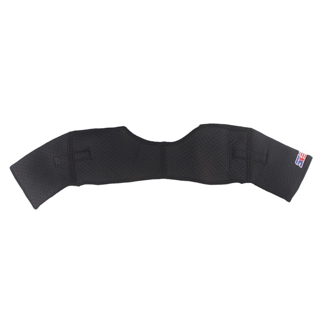 Magnetic Double Shoulder Support Brace Shoulder Guards Strap Black