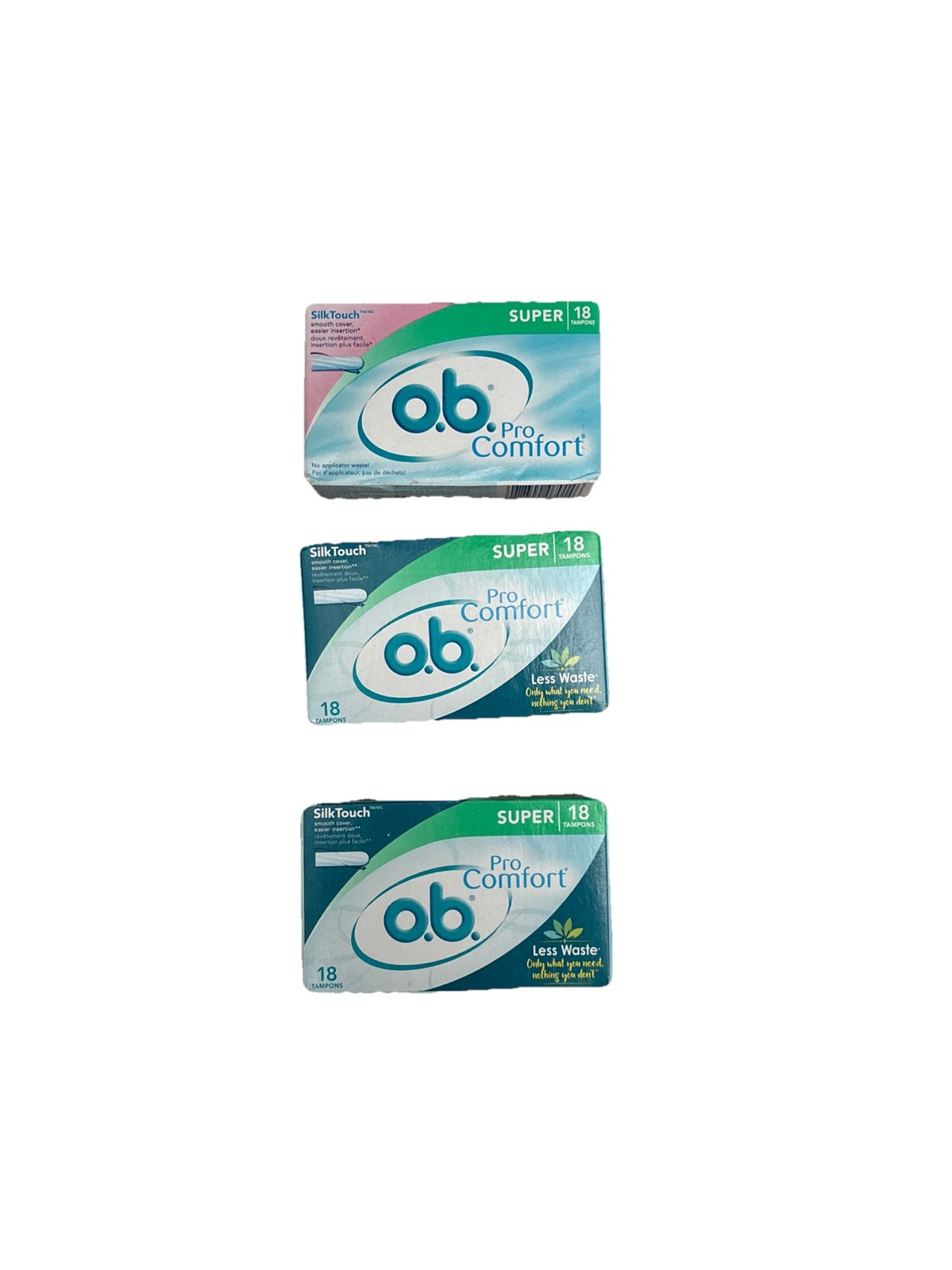 O.b. Pro Comfort Applicator Free Tampons  Super 18 each 3 Boxes