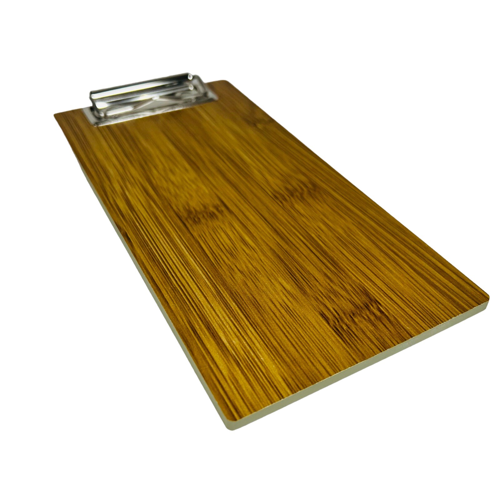 Natural Wood Menu Holder with steel Clip (10 Pack) Made by Choice, 8 X 4 Inches